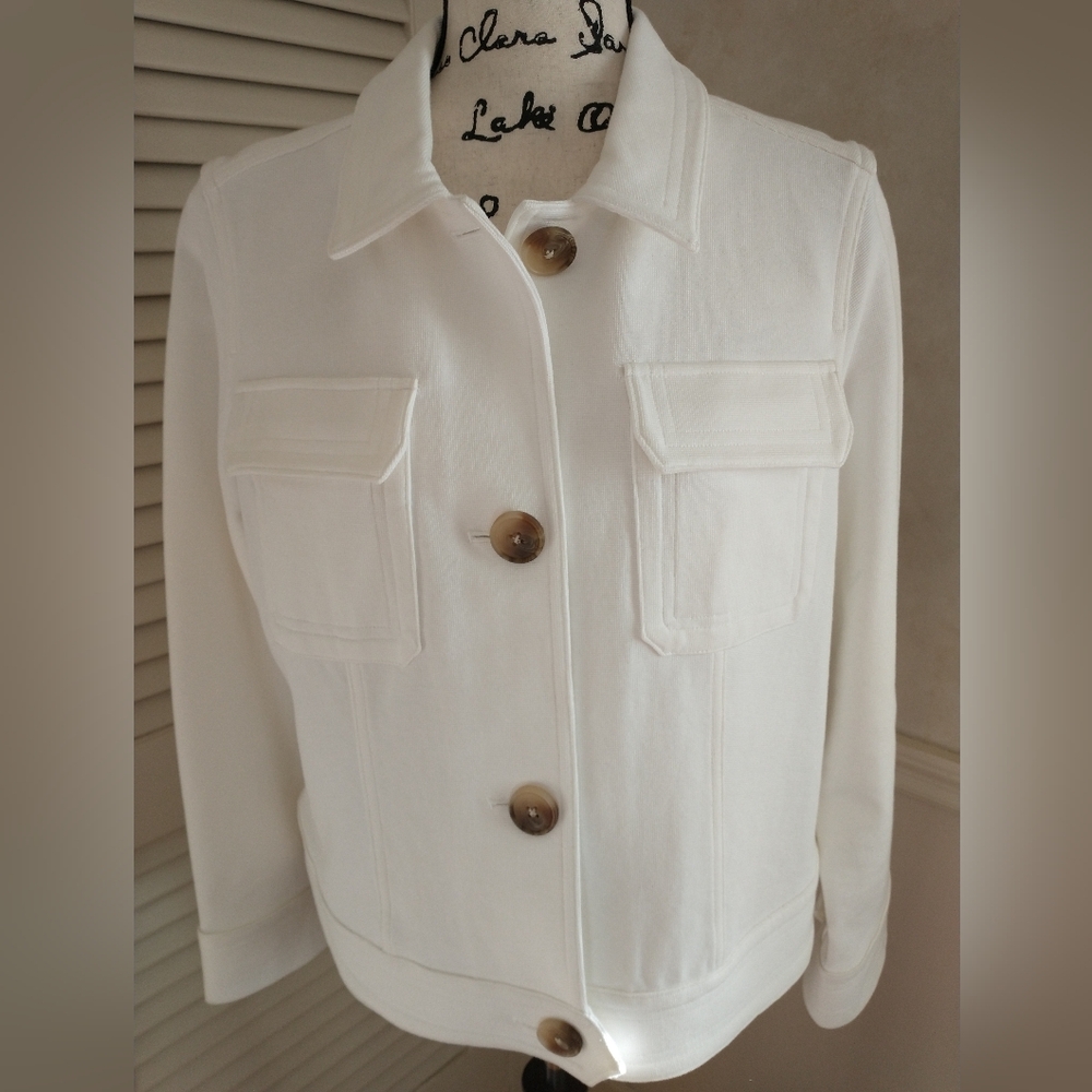 New Chicos Cropped Patch Pocket Jacket, Alabaster… - image 2